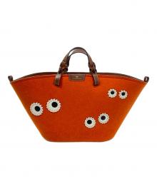 ANYA HINDMARCH（アニヤ・ハインドマーチ）の古着「Tote Multi Eyes in Recycled Felt / トート マルチアイズ リサイクルフェルト トートバッグ」｜オレンジ