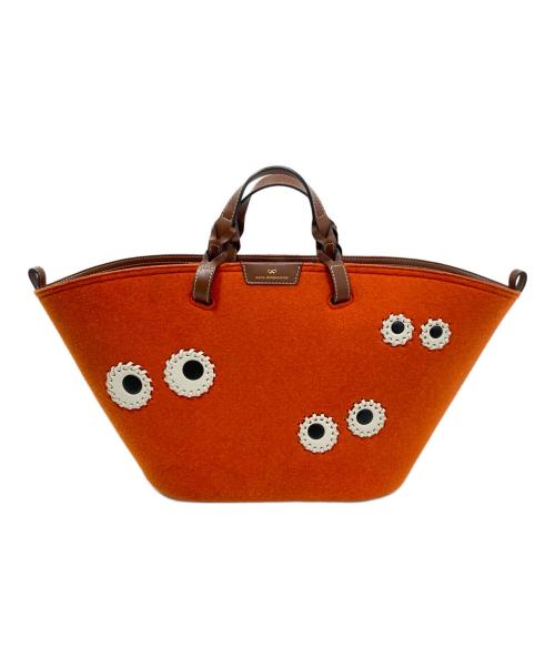 ANYA HINDMARCH（アニヤ・ハインドマーチ）ANYA HINDMARCH (アニヤ・ハインドマーチ) Tote Multi Eyes in Recycled Felt / トート マルチアイズ リサイクルフェルト トートバッグ オレンジの古着・服飾アイテム