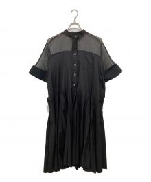 sacai（サカイ）の古着「21SS コットン ポプリン シアー ドレス　21-05717 / 半袖ワンピース」｜ブラック