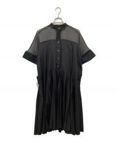 PRADA ブラック 半袖 ひざ丈ワンピース　シルク100% 中古・古着通販】PRADA (プラダ) ストレッチワンピース 半袖ワンピース