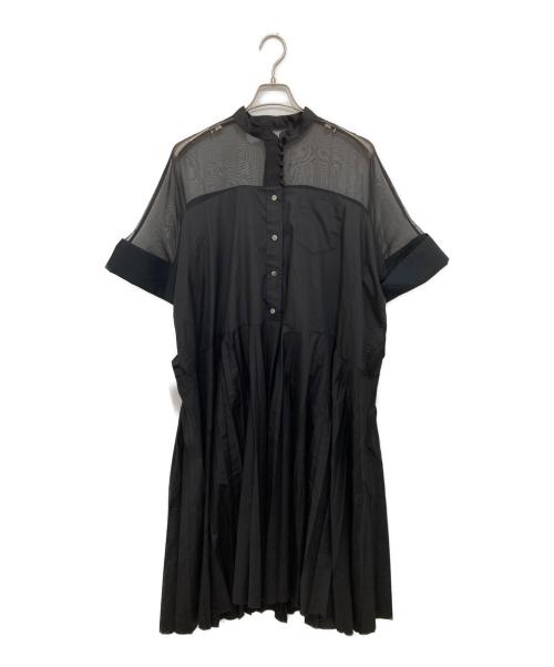 sacai（サカイ）sacai (サカイ) 21SS コットン ポプリン シアー ドレス　21-05717 / 半袖ワンピース ブラック サイズ:３の古着・服飾アイテム