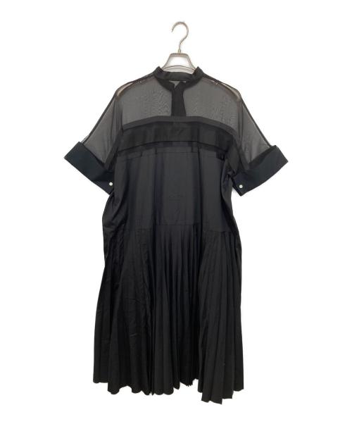 sacai（サカイ）sacai (サカイ) 21SS コットン ポプリン シアー ドレス　21-05717 / 半袖ワンピース ブラック サイズ:３の古着・服飾アイテム
