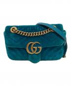 GUCCIグッチ）の古着「GGマーモント キルティングベルベット チェーンショルダーバッグ　446744」｜グリーン