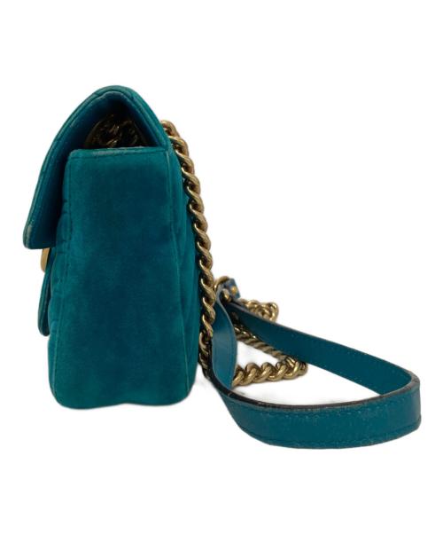 GUCCI（グッチ）GUCCI (グッチ) GGマーモント キルティングベルベット チェーンショルダーバッグ　446744 グリーンの古着・服飾アイテム