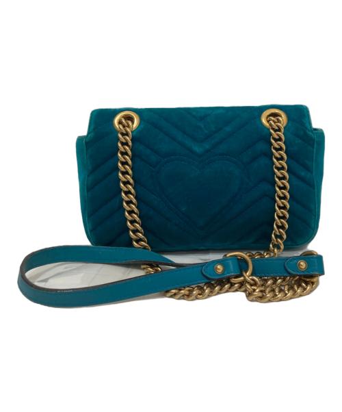 GUCCI（グッチ）GUCCI (グッチ) GGマーモント キルティングベルベット チェーンショルダーバッグ　446744 グリーンの古着・服飾アイテム