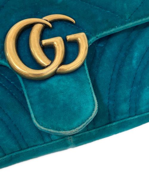 GUCCI（グッチ）GUCCI (グッチ) GGマーモント キルティングベルベット チェーンショルダーバッグ　446744 グリーンの古着・服飾アイテム