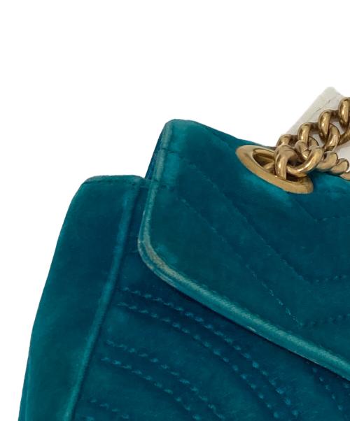 GUCCI（グッチ）GUCCI (グッチ) GGマーモント キルティングベルベット チェーンショルダーバッグ　446744 グリーンの古着・服飾アイテム