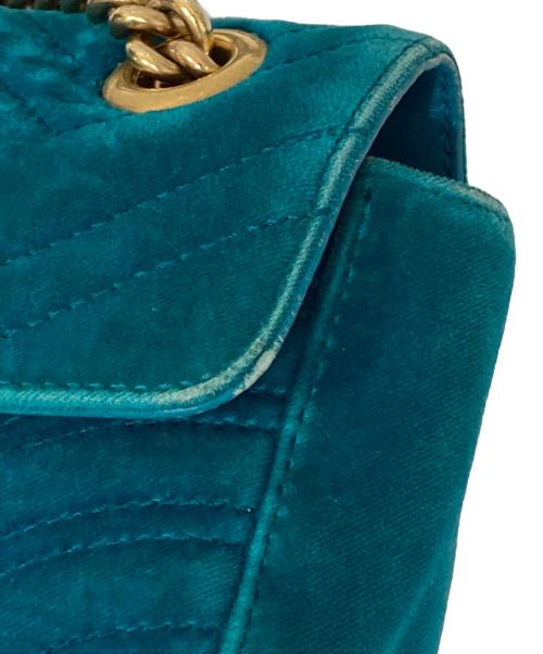 GUCCI（グッチ）GUCCI (グッチ) GGマーモント キルティングベルベット チェーンショルダーバッグ　446744 グリーンの古着・服飾アイテム