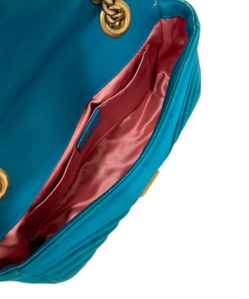 GUCCI（グッチ）GUCCI (グッチ) GGマーモント キルティングベルベット チェーンショルダーバッグ　446744 グリーンの古着・服飾アイテム