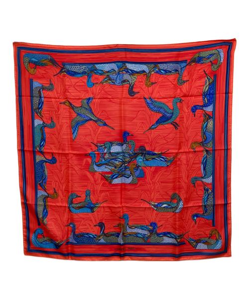 HERMES（エルメス）HERMES (エルメス) シルクスカーフ 	mare aux canards アヒルの池 レッドの古着・服飾アイテム