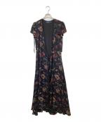 POLO RALPH LAURENポロ・ラルフローレン）の古着「カシュクールシルクフラワーワンピース」｜ブラック