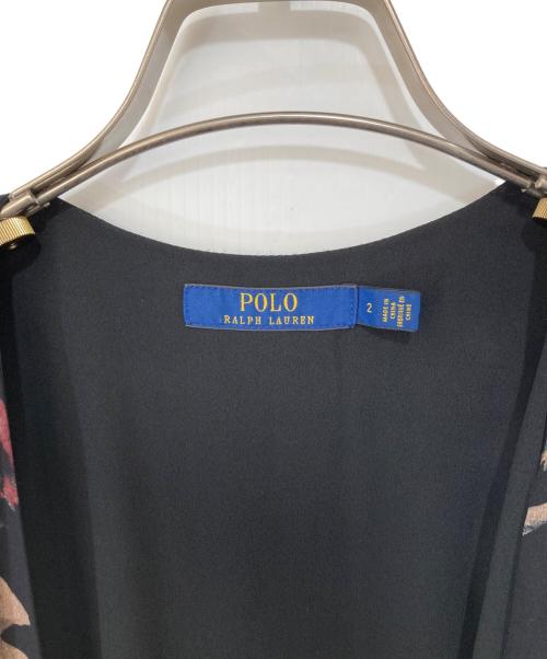 POLO RALPH LAUREN（ポロ・ラルフローレン）POLO RALPH LAUREN (ポロ・ラルフローレン) カシュクールシルクフラワーワンピース ブラック サイズ:2の古着・服飾アイテム