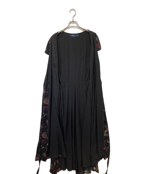 POLO RALPH LAUREN（ポロ・ラルフローレン）POLO RALPH LAUREN (ポロ・ラルフローレン) カシュクールシルクフラワーワンピース ブラック サイズ:2の古着・服飾アイテム