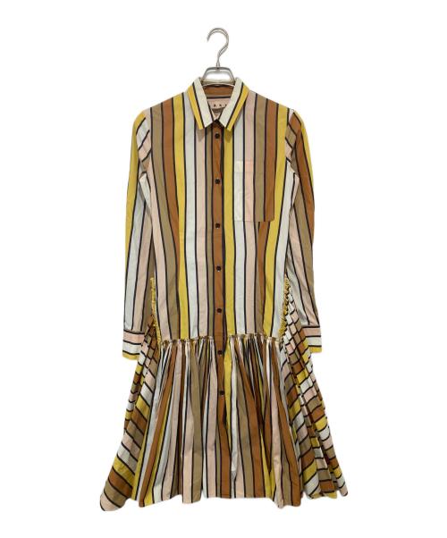 MARNI（マルニ）MARNI (マルニ) マルチストライプ シャツ ドレス ABMA0263Q0 イエロー サイズ:38の古着・服飾アイテム