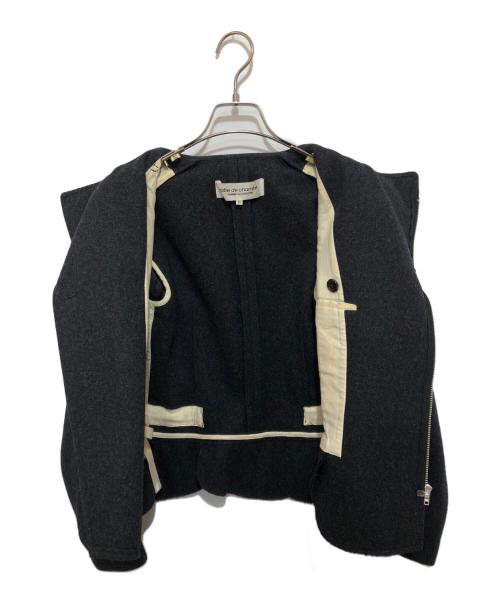 ROBE DE CHAMBRE COMME DES GARCONS（ローブドシャンブル コムデギャルソン）ROBE DE CHAMBRE COMME DES GARCONS (ローブドシャンブル コムデギャルソン) ウールライダースジャケット RN-J021　AD2004 グレー サイズ:Mの古着・服飾アイテム