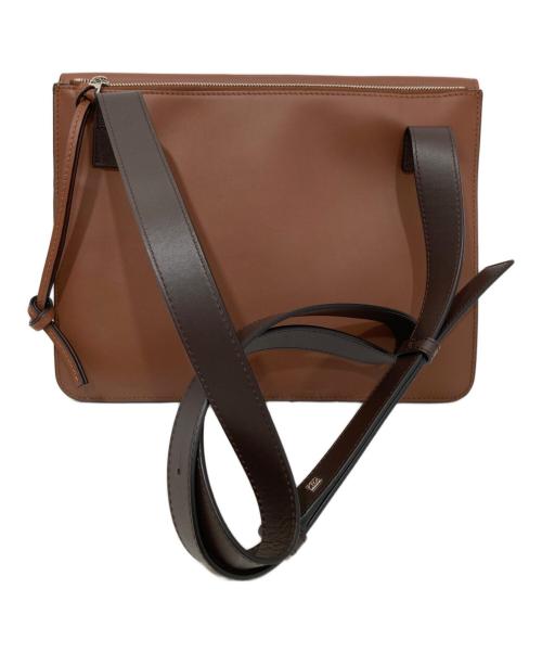 LOEWE（ロエベ）LOEWE (ロエベ) ガセット フラット メッセンジャーバッグ 102006 ブラウンの古着・服飾アイテム