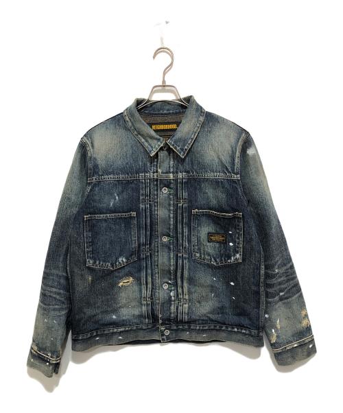 NEIGHBORHOOD（ネイバーフッド）NEIGHBORHOOD (ネイバーフッド) SAVAGE STOCKMAN TYPE-B/C-JKT　ペイント加工デニムジャケット　192YTNH-JKM02 インディゴ サイズ:Lの古着・服飾アイテム