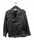 LE CIEL BLEUルシェルブルー）の古着「Faux Leather Biker Jacket（フォウレザーバイカージャケット）」｜ブラック