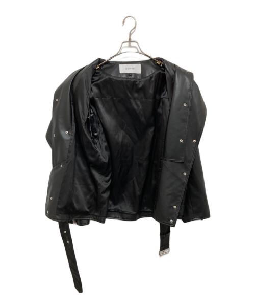 LE CIEL BLEU（ルシェルブルー）LE CIEL BLEU (ルシェルブルー) Faux Leather Biker Jacket（フォウレザーバイカージャケット） ブラック サイズ:36の古着・服飾アイテム