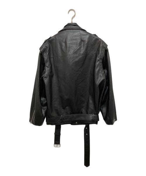 LE CIEL BLEU（ルシェルブルー）LE CIEL BLEU (ルシェルブルー) Faux Leather Biker Jacket（フォウレザーバイカージャケット） ブラック サイズ:36の古着・服飾アイテム