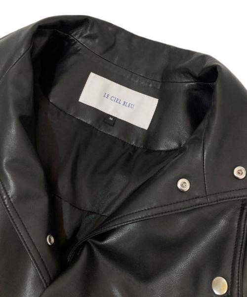 LE CIEL BLEU（ルシェルブルー）LE CIEL BLEU (ルシェルブルー) Faux Leather Biker Jacket（フォウレザーバイカージャケット） ブラック サイズ:36の古着・服飾アイテム