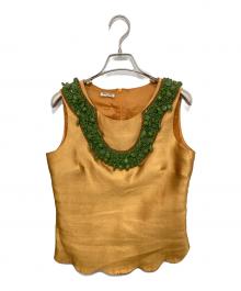 MIU MIU（ミュウミュウ）の古着「ノースリーブビジューブラウス」｜イエロー