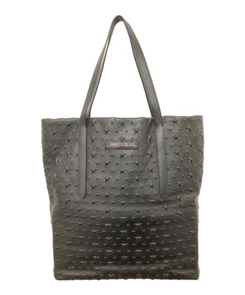 JIMMY CHOO（ジミーチュウ）JIMMY CHOO (ジミーチュウ) PIMLICO N/S EMG (ピムリコ)　スターエンボスレザートートバッグ ブラックの古着・服飾アイテム