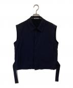 AURALEEオーラリー）の古着「HARD TWIST WOOL DOBBY SLEEVELESS BLOUZON ハードツイストウールドビースリーブレスブルゾン A20SB05KW」｜ネイビー