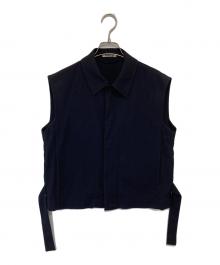 AURALEE（オーラリー）の古着「HARD TWIST WOOL DOBBY SLEEVELESS BLOUZON ハードツイストウールドビースリーブレスブルゾン A20SB05KW」｜ネイビー