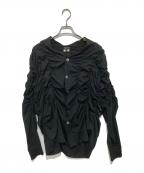 COMME des GARCONS HOMME PLUSコムデギャルソンオムプリュス）の古着「シャーリングギャザーメッシュカーディガン AD2018 PC-T002」｜ブラック