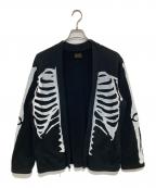 KAPITALキャピタル）の古着「KOUNTRY BONE SWEAT CARDIGAN（カントリーボーンスウェットカーディガン　K1902LC809」｜ブラック