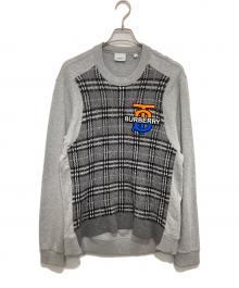 BURBERRY LONDON ENGLAND（バーバリー ロンドン イングランド）の古着「ニット切替クルーネックスウェット　8033045」｜グレー