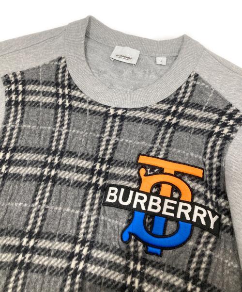 BURBERRY LONDON ENGLAND（バーバリー ロンドン イングランド）BURBERRY LONDON ENGLAND (バーバリー ロンドン イングランド) ニット切替クルーネックスウェット　8033045 グレー サイズ:Lの古着・服飾アイテム