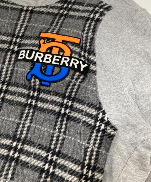 BURBERRY LONDON ENGLAND（バーバリー ロンドン イングランド）BURBERRY LONDON ENGLAND (バーバリー ロンドン イングランド) ニット切替クルーネックスウェット　8033045 グレー サイズ:Lの古着・服飾アイテム