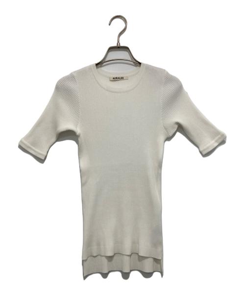 AURALEE（オーラリー）AURALEE (オーラリー) GIZA HIGH GAUGE RIB KNIT TEE A00T02HR リブニット ギザコットン ハイゲージ編み ホワイト サイズ:1の古着・服飾アイテム