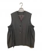 #Newansハッシュニュアンス）の古着「サイドギャザージレ / ベスト　VRNECW0412　亀恭子コラボ」｜グレー