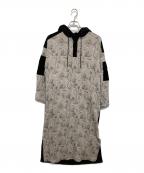 ebony eyesエボニーアイズ）の古着「FLOWER JACQUARD LONG HOODIE / フラワージャカードロングフーディー」｜ブラック