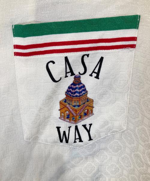 CASABLANCA（カサブランカ）CASABLANCA (カサブランカ) Casa Way Knitted Collar Short Sleeve Silk Shirt　カーサウェイニッテッドショートスリーブシルクシャツ	MS23-SH-014-01 アイボリー サイズ:Sの古着・服飾アイテム