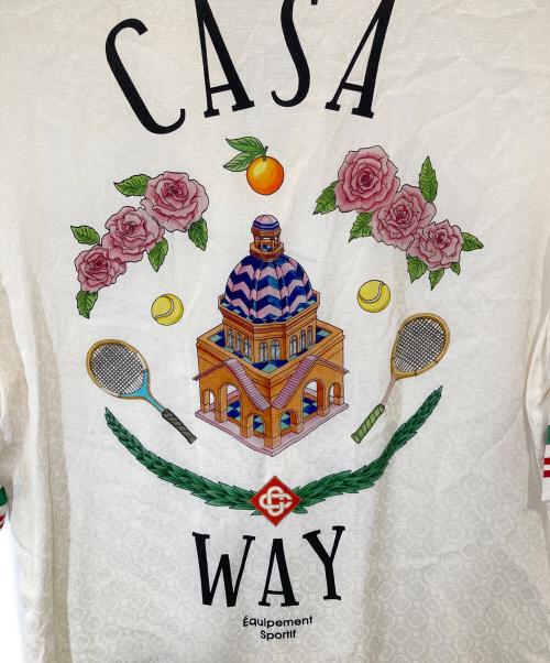CASABLANCA（カサブランカ）CASABLANCA (カサブランカ) Casa Way Knitted Collar Short Sleeve Silk Shirt　カーサウェイニッテッドショートスリーブシルクシャツ	MS23-SH-014-01 アイボリー サイズ:Sの古着・服飾アイテム