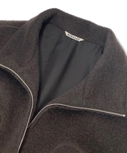 AURALEE（オーラリー）AURALEE (オーラリー) BRUSHED SURI ALPACA MOHAIR JACQUARD ZIP BLOUSON　ブラッシュドスリアルパカモヘアジャカードジップブルゾン　A23AB01AJ ダークブラウン サイズ:3の古着・服飾アイテム