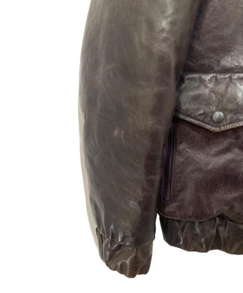 NUMBER (N)INE（ナンバーナイン）NUMBER (N)INE (ナンバーナイン) 03AW カート期 レザー ダウンパファー フライトジャケット ブラウン サイズ:2の古着・服飾アイテム