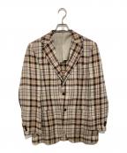 BEAMS Fビームスエフ）の古着「EASY MARZOTTO リネンチェックテーラードジャケット　21-16-0177-015」｜ブラウン