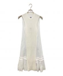 MM6 Maison Margiela（エムエムシックスメゾンマルジェラ）の古着「異素材 リブニット ワンピース S32CU0123 S52728」｜ホワイト