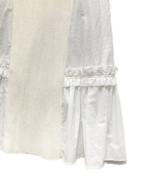 MM6 Maison Margiela（エムエムシックスメゾンマルジェラ）MM6 Maison Margiela (エムエムシックスメゾンマルジェラ) 異素材 リブニット ワンピース S32CU0123 S52728 ホワイト サイズ:36の古着・服飾アイテム