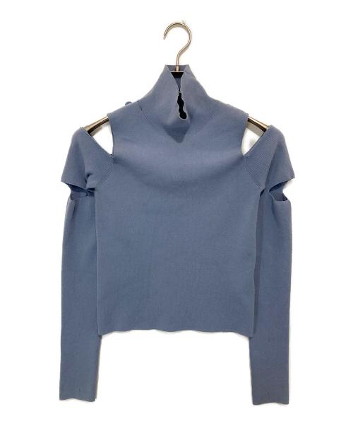 MM6 Maison Margiela（エムエムシックスメゾンマルジェラ）MM6 Maison Margiela (エムエムシックスメゾンマルジェラ) カッティング オフショルダー タートル ニット　S52HA0213 スカイブルー サイズ:Sの古着・服飾アイテム