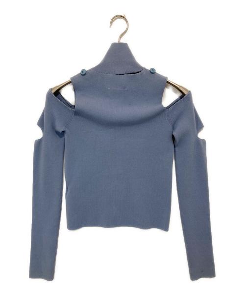 MM6 Maison Margiela（エムエムシックスメゾンマルジェラ）MM6 Maison Margiela (エムエムシックスメゾンマルジェラ) カッティング オフショルダー タートル ニット　S52HA0213 スカイブルー サイズ:Sの古着・服飾アイテム