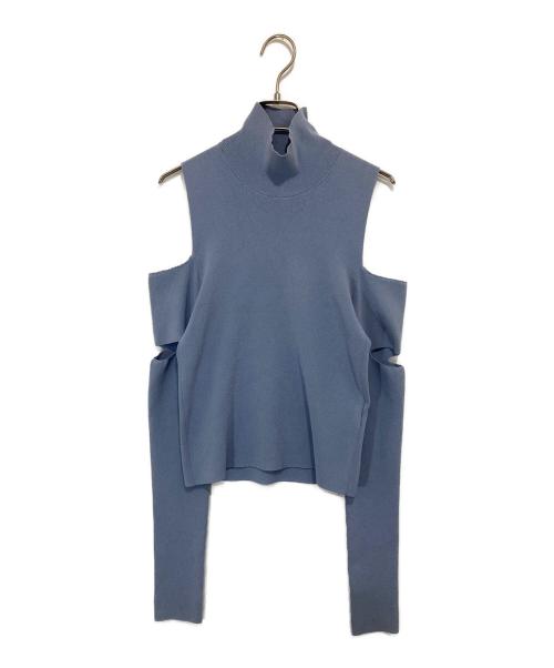 MM6 Maison Margiela（エムエムシックスメゾンマルジェラ）MM6 Maison Margiela (エムエムシックスメゾンマルジェラ) カッティング オフショルダー タートル ニット　S52HA0213 スカイブルー サイズ:Sの古着・服飾アイテム