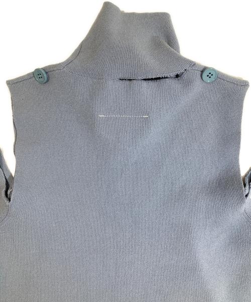 MM6 Maison Margiela（エムエムシックスメゾンマルジェラ）MM6 Maison Margiela (エムエムシックスメゾンマルジェラ) カッティング オフショルダー タートル ニット　S52HA0213 スカイブルー サイズ:Sの古着・服飾アイテム