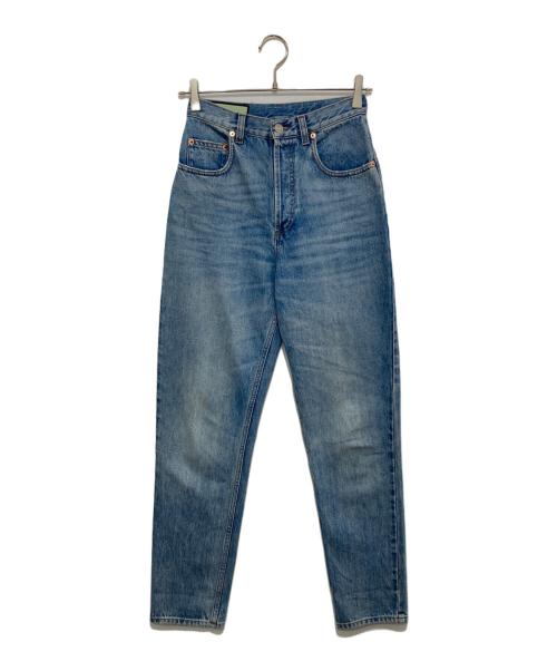 GUCCI（グッチ）GUCCI (グッチ) グッチ レ ポム GG ジーンズ　パッチデザインデニムパンツ　502802 インディゴ サイズ:SIZE 22の古着・服飾アイテム