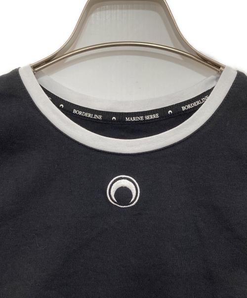 MARINE SERRE（マリーンセル）marine serre (マリーンセル) MOON LOGO JERSEY SROPPED TOP ブラック サイズ:Sの古着・服飾アイテム